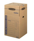 Heavy Duty Tape Free Wardrobe Moving Boxes 3 Pack With Sturdy Hanging Rail And Grippy Handles showing large cardboard box design with content checklist.