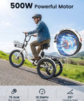 20 Inch Fat Tire Electric Tricycle For Adults With Folding 3 Wheels, 750W Peak Motor, 15.5 MPH, 95 Percent Pre Assembled, Easy Setup With Bracket, Durable Battery, Smooth Ride, All Terrain E Trike For Fun And Commute on road