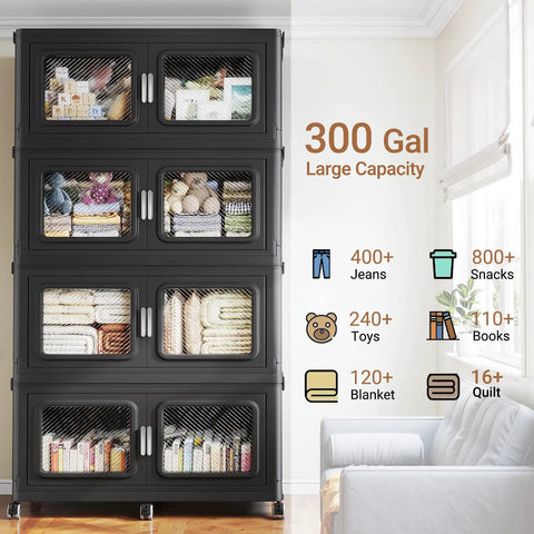 Super Sized Stackable Storage Totes With Secure Lids 4 Pack Heavy Duty Black Plastic Crates For Home Organization Garage Cleanouts And Bulk Hauls Extra Deep Industrial Grade Multi Room Clutter Free Setup