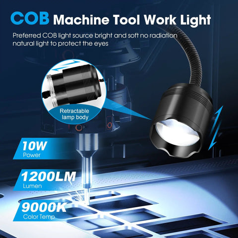 1200 Lumen Magnetic Work Light With Extendable 16 Inch Gooseneck And Strong Magnetic Base in machine tool setting