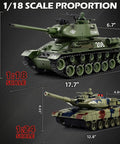 T34 RC Tank Replica With Dope Smoke And Lights, Realistic Engine Roars, All Terrain 1/18 Scale Metal Tracks image