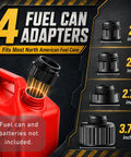 4 fuel can adapters for Battery Powered Fuel Transfer Pump With Auto Shut Off Trigger, fits various sizes, creating a seamless connection.
