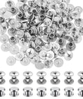 Hardcore Stainless Steel Chicago Screw Rivets Kit With Phillips Heads And 50 Pack Of Beefy Reusable Fasteners For Leatherwork and Belt Mods and Bookbinding Jobs That Hit Different, showing bulk silver rivets.
