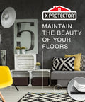 Heavy Duty Durable Self Adhesive Felt Furniture Pads 48 Pack 1 Inch Square Chair Leg Protectors in modern living room setting.