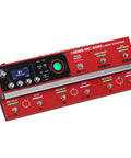 Red Next Gen Floor-Based Loop Station for Musicians with 6 real-time loops and customizable controls, angled view.