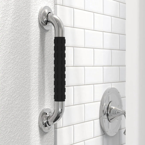 24 Inch Designer Bath Grab Bar With Anti Slip Silastic Soft Grip, Heavy Duty ADA Compliant 500 Lbs Weight Capacity, Brushed Nickel Finish
