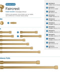 Real Deal Transitional Champagne Bronze Cabinet Pull And Drawer Handle dimensions and options chart for kitchen cabinets.