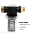 Inline Garden Hose Filter Set For Pressure Washer Inlet Water With 100 Mesh And 40 Mesh Screens package contents