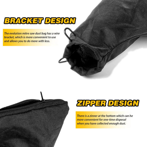 Fits 45mm To 50mm Miter Saw Outlets With Zippered Dust Bag Adjustable Bracket Universal Dust Collector Bag For 255 Model