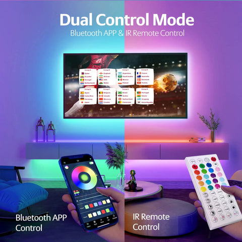 Music Sync RGB LED Strip Lights With App And Remote Control 50 Ft Two Rolls Multicolor Ambiance for TV and remote controls