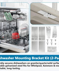 Straight Up Heavy Duty Dishwasher Mounting Bracket Kit For Granite Countertops With Stainless Bolts And Shims Compatible With Whirlpool Kenmore KitchenAid Replaces Wp8269145 Ps11745496 Makes Installing Solid Surfaces No Sweat 2 Pack with dishwasher and mounting parts.