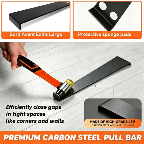 Pro Grade Laminate Floor Installation Kit with pull bar and rubber mallet on light flooring.