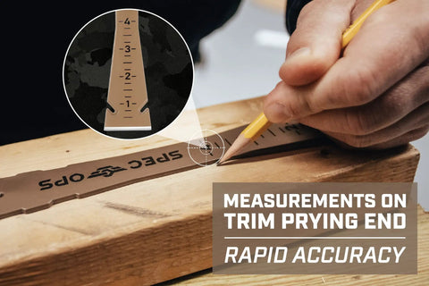Pro Grade 9.5 Inch Trim Bar And Pry Bar Set with ruler, high carbon steel, measuring wood, beveled edges, professional carpentry tool