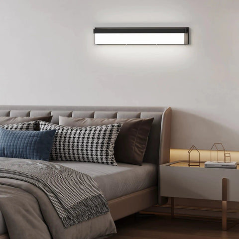 32.3 Inch Modern Rectangle Black Matte LED Vanity Light Over Mirror Bar 4000K Daylight Wall Sconce For Bathroom above bed