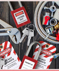 6 Set Lockout Tagout Locks Kit With 6 Red Padlocks, 2 Keys Per Lock And One Master Key, labeled danger tags, industrial tools