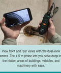 Wireless Dual HD Borescope With Mobile App Control, 1.5m Probe, 5.5mm Camera shown on phone for drain inspection