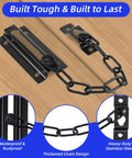 2 Pack Door Chain Lock 7.35 Inch Security Chain With 12 Screws Black for inside doors, close-up on chain and slider design