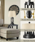 Set Of Two Modern Black Table Lamps With USB Ports And AC Outlet And 3 Way Dimmable Farmhouse Touch Lamps in a living room.