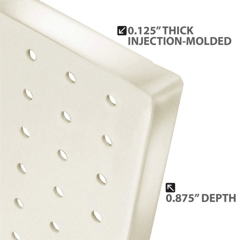 White Pegboard Organizer Kit With Hooks Bins And Cups, 48 By 24 Inch Wall Mount Panels, heavy duty injection molded close-up