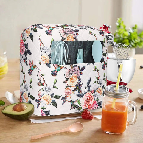 Stand Mixer Cover For 5 To 8 Quart Mixers Durable Quilted Polyester With Pockets Weatherproof Dustproof Shield, floral design