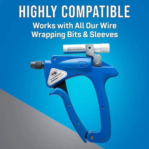 Aluminum Insulated Manual Wire Wrapping Tool With LED Flashlight, blue grip, compatible with 3 and 5 inch bits, pro grade build