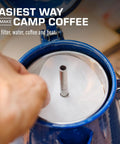 Inserting premium disc percolator coffee filter for campers and home brewers 3.75 inch mesh paper filters in blue coffee pot