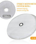 Front view: Amazon stainless steel 4-inch French press filter screen with reinforced center ring