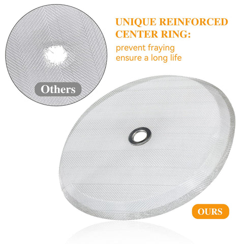 Front view: Amazon stainless steel 4-inch French press filter screen with reinforced center ring