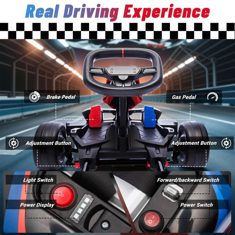 Control panel of BMW Licensed Drift Electric Go Kart For Kids With Dual Motors And Adjustable Seat Led Lights Drift Mode