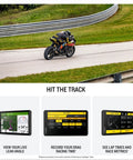 Rider on track using XT3 6 Inch Rugged Motorcycle GPS With Lean Angles And Group Rides, Custom Route Planning And Adventurous Navigation