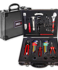 Elite 37 Piece Bike Tool Kit For Mountain Road BMX And E Bikes With Chain Breaker Cassette Remover in black locking case