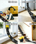 Ultra Long 16.4-Foot Flexible Race Track For Kids 3 And Up, Dual Lane Roll-Up Set With 4 Cars on various surfaces
