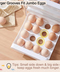 Large Capacity Egg Storage Box For Refrigerator With 2 Drawers, showing eggs stored in clear plastic for freshness