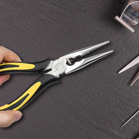 Long Nose Pliers Set 6 Inch And 8 Inch With Wire Cutter Premium Needle Nose Pliers High Carbon Steel Body Soft Grip Handles