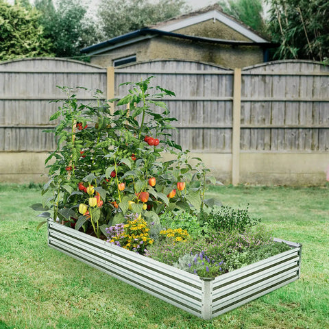 Two Pack Galvanized Raised Garden Bed Kit 6 By 3 By 1 Feet Metal Planter For Flowers Vegetables And Herbs Durable Anti Rust Open Bottom Design No Fuss Easy Assembly in garden