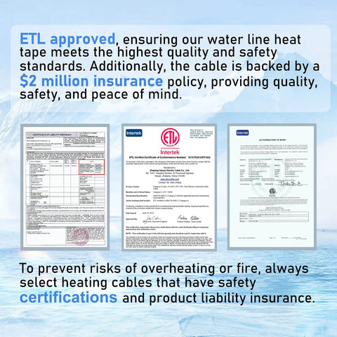 Self Regulating Pipe Heating Cable For Freeze Protection, Water Pipe Heat Tape With Thermostat, Easy Install, ETL Listed For Safe Use, 120V 3W Per Ft Keeps Water Flowing In Freezing Temps Down To -40F