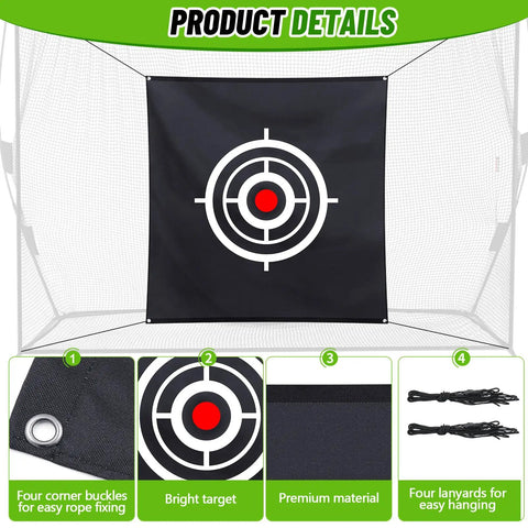 5x5 Ft Golf Target Cloth For Net Replacement With 4 Straps Indoor Outdoor Hitting Target For Practice And Training Aids High Visibility Center Circle 2 Point 4 By 2 Point 4 Feet Easy Mount