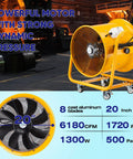 High Velocity Utility Blower And Fume Extractor Portable Exhaust Vent Fan 1300W 6180 CFM 1720 RPM with steel frame and cast blades