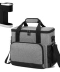 Gray Portable Coffee Maker Travel Bag For Keurig K Mini And K Mini Plus With Multiple Pockets and easy carry handle.