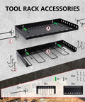 Power Tool Organizer Wall Mount Two Tier Storage Rack for Garage and Home Shop with hooks and holders for tools