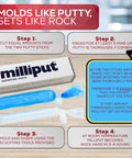 Superfine White Epoxy Putty Kit For Quick DIY Fixes No Fuss, boxed putty sticks with instructions on mixing and setting.