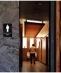 ADA Compliant Braille Restroom Sign For Business With Double Sided 3M Tape ABS Plastic 9 By 6 Inches next to restroom door