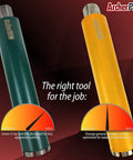 Pair of ArcherPRO 2-1/4-inch diamond turbo core drill bits in green and orange for concrete drilling