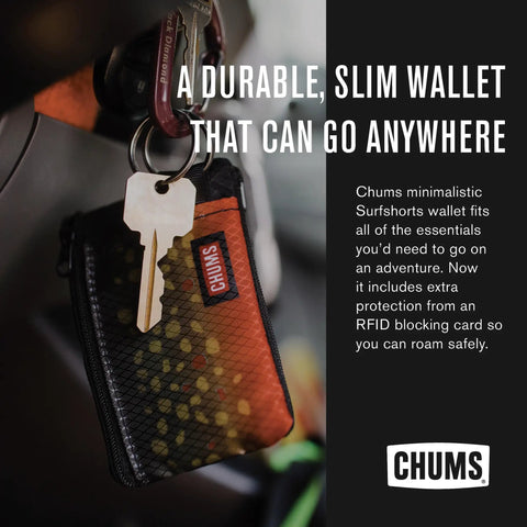 Surfshorts Wallet Slim Card Holder With RFID Blocking Clear ID Window Zippered Water Resistant Key Ring in car