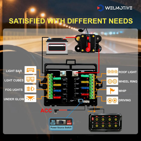 8 Gang Switch Panel With Auto Dimmable LED Touch Control And Memory Function 12V DC 720W Max 60A Workhorse Universal Relay Box