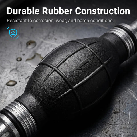 Slick Flexible Fuel Primer Bulb With Dual Check Valve, durable rubber construction for priming fuel lines in vehicles.