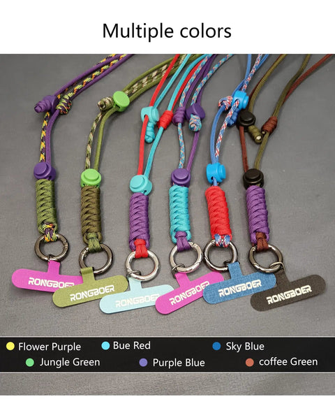 Top Shelf Adjustable Cell Phone Lanyard With Comfy Neck And Wrist Strap, Crossbody Phone Holder in various colors.