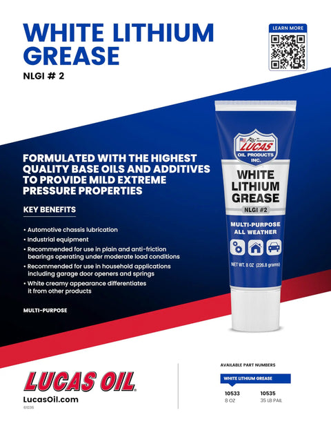 White Lithium Grease 8 Oz Squeeze Tube Multipack 12 For Home Use In Garage Doors Hinges Openers And Springs NLGI 2 Friction Reducer