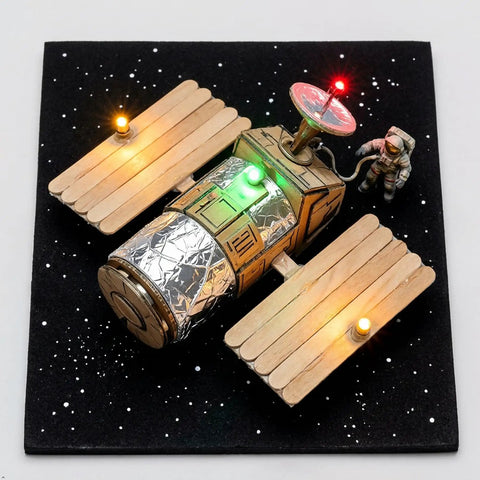 DIY spaceship model with 50 Pack Mini LED Lights Kit For Crafts And Dollhouses RGB Color Changing Battery Powered Cordless
