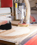 Boss Level Cnc Vacuum Dust Brush Kicks Sawdust And Chunky Wood Chips Outta Your Router Spindle Or Engraver helping clear debris in workshop.